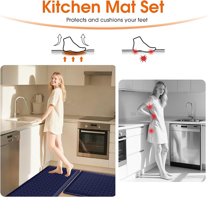 TranquilRelax 4/5 Inch Thick Anti-Fatigue Kitchen Mats 2Pcs, Cushioned Non-Slip - Image 5
