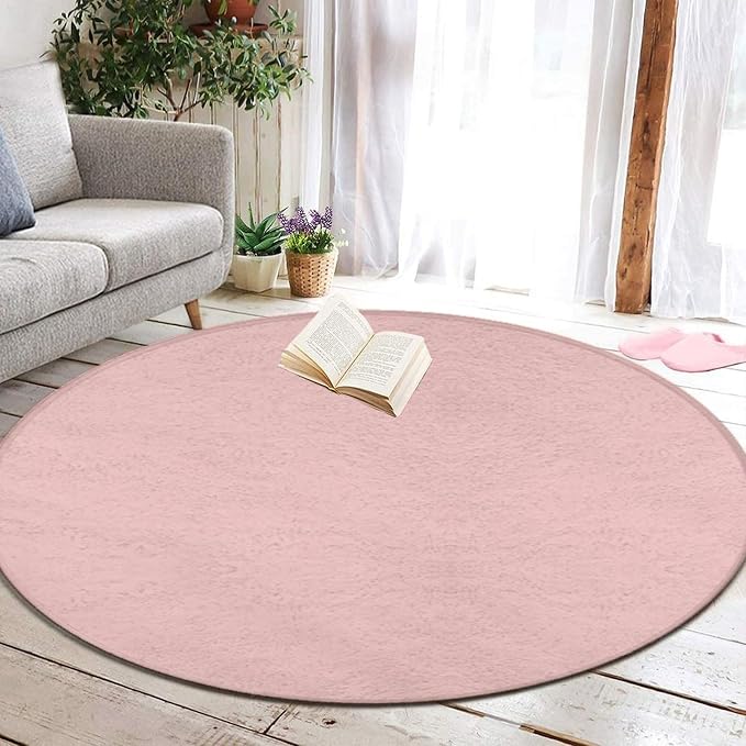 Machine Washable Modern Round Area Rug, Room Sofa Yoga Soft Round Carpet - Image 5