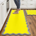 Arenarug Scalloped Yellow Gray Kitchen Mats Rugs Sets of 2 Cushioned Anti by ArenaRug
