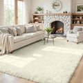 5x7 Area Rugs for Living Room Rug: Soft Fluffy Shag Cream White Rugs for Bedroom by CarpetAddColortoYourLife