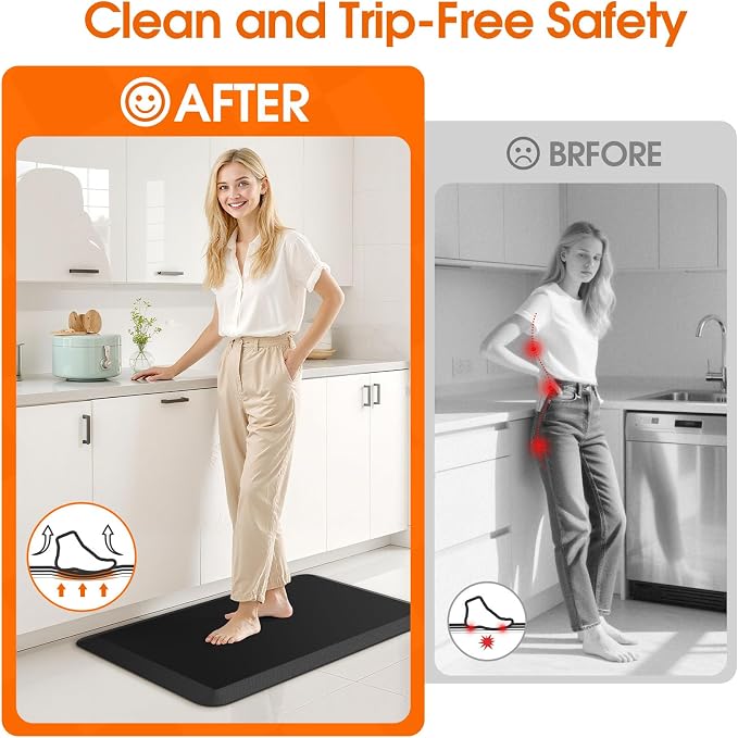 TranquilRelax Kitchen Mat, Non-Slip Bottom, Water & Stain Resistant, Easy Clean - Image 5
