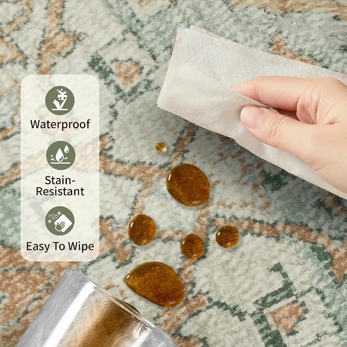 Rugxara 3x5 Rug for Entryway Bedroom, Vintage Retro Boho Throw Rug, Non Slip & - Image 8