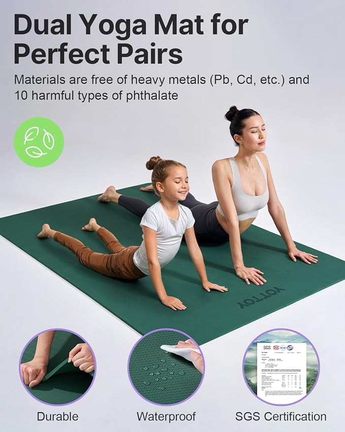 YOTTOY Large Yoga Mat, Extra Wide TPE Exercise Mat, Non-Slip Workout Mat - Image 4