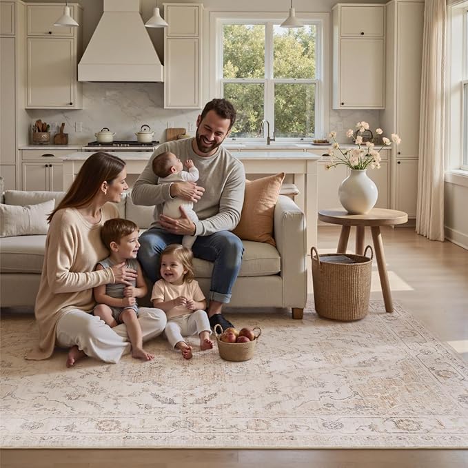 PADOOR 5X7 Area Rug, Rugs for Living Room, Soft Beige Rugs for Bedroom - Image 6