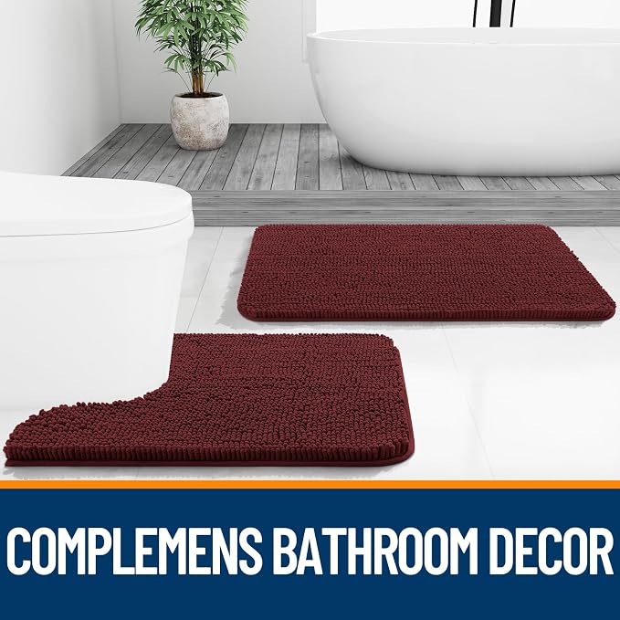 OLANLY Bathroom Runner Rugs 44x24, Soft Absorbent Chenille Bath Rugs, Rubber - Image 8