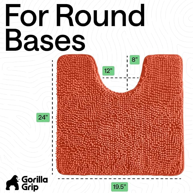GORILLA GRIP Plush Absorbent Shaggy Chenille Bath Rug Mat - Image 2