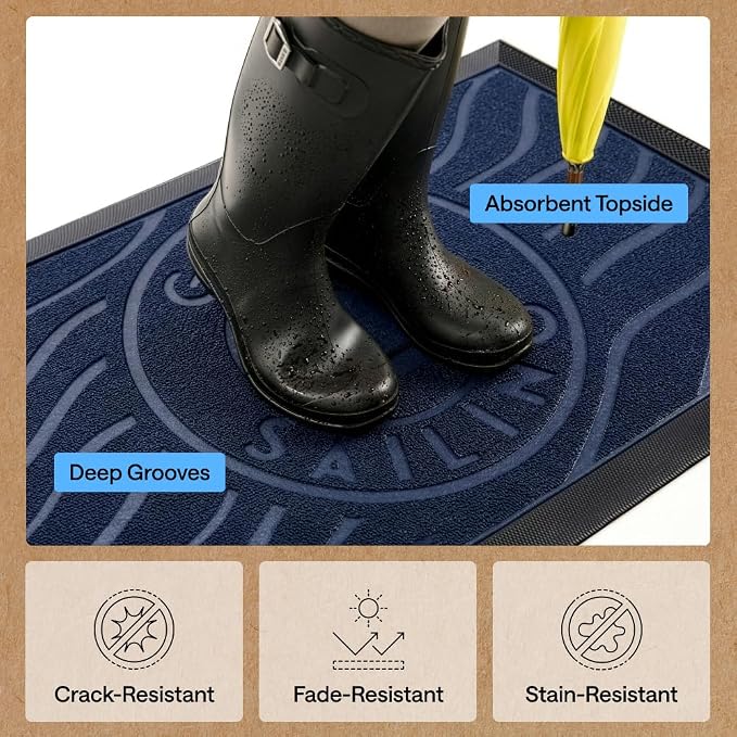 GORILLA GRIP 100% Waterproof All-Season WeatherMAX Doormat US Designed Natural - Image 5