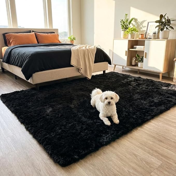 Mugorn Black Area Rugs 9x12 Living Room, Large Fluffy Rugs - Image 6