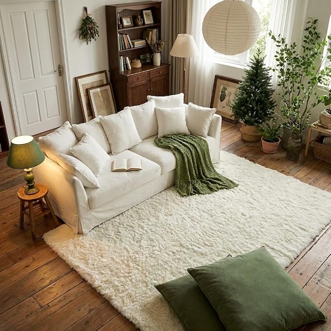 Mugorn 3x5 Rugs for Bedroom, Large Fluffy Cream White Area Rugs for Living Room - Image 9