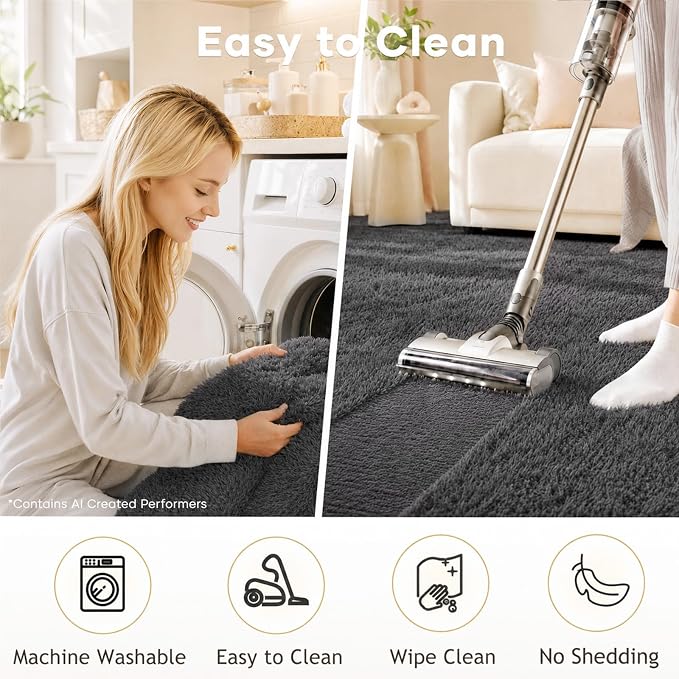 Ophanie Washable 3x5 Area Rug, Bedside Preppy Dorm Rug, College Essentials Non - Image 3