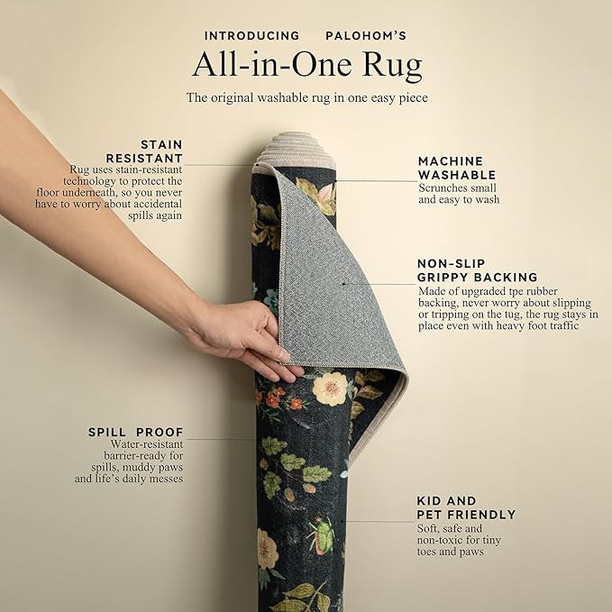 Machine Washable Rug for Living Room: 9x12 Area Rugs Vintage Bedroom Rug Stain - Image 4