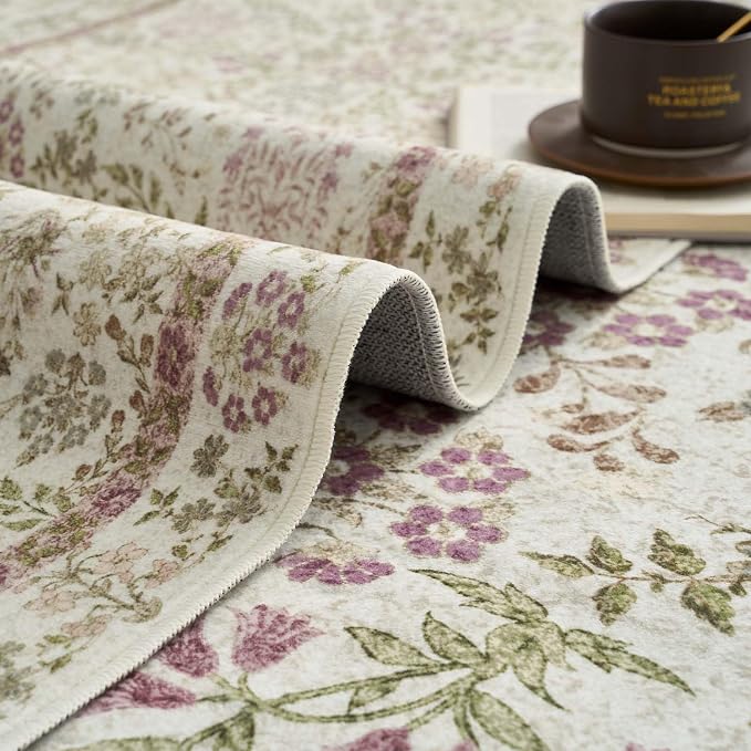 jinchan Zenith Floral 3x5 Area Rug Machine Washable Soft Low-Pile Non-Slip - Image 8