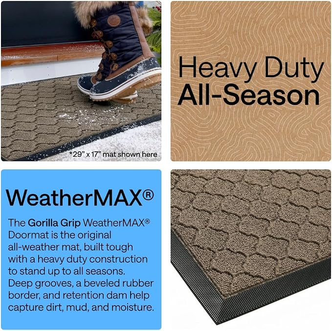 GORILLA GRIP 100% Waterproof All-Season WeatherMAX Doormat 35x23, US Designed - Image 4