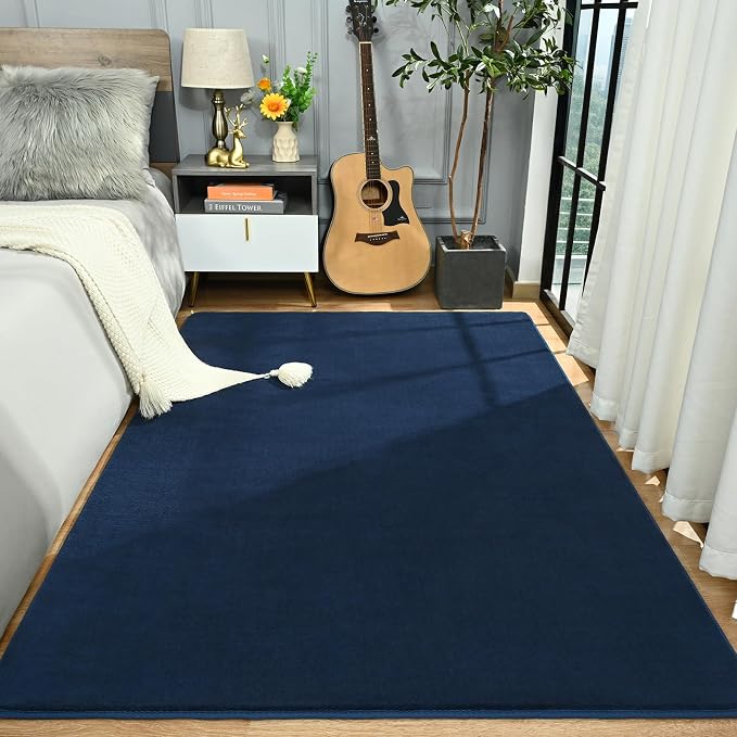 Amearea Modern Area Rugs for Bedroom Living Room, 4x6 Feet Navy Blue Thickened - Image 4