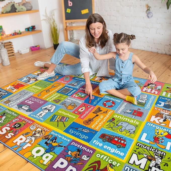 Looney Tunes Educational Kids Rug – ABC Alphabet, Professions & Jobs Matching - Image 2