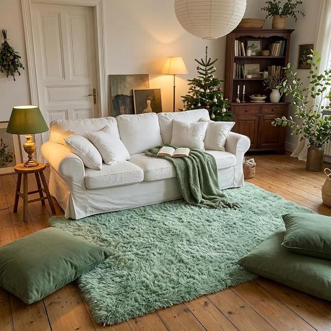 Mugorn Green Rugs for Living Room, 4x6 Feet Large Fluffy Area Rugs for Bedroom - Image 8