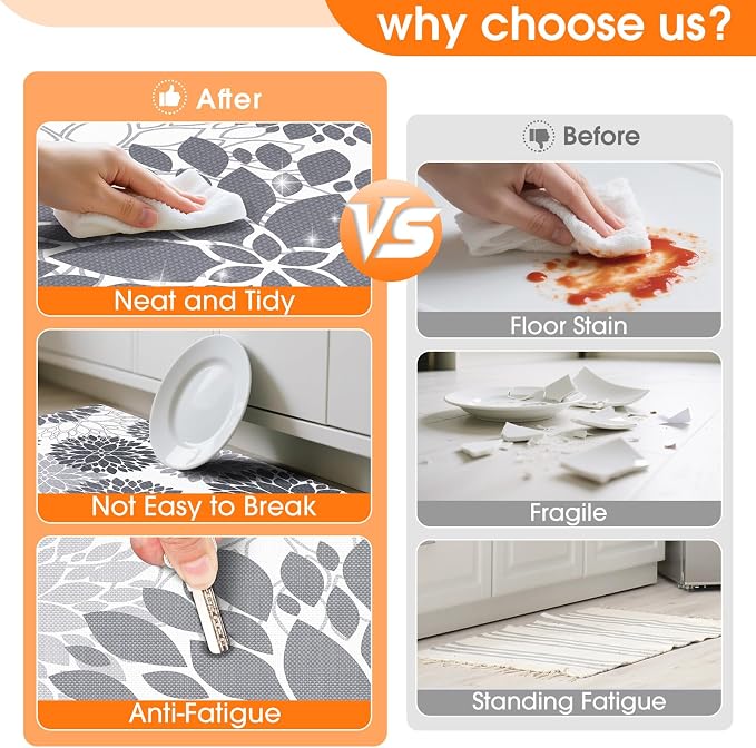 StepLively Kitchen Mats for Floor 2PCS, Anti Fatigue Mats for Kitchen Floor - Image 3