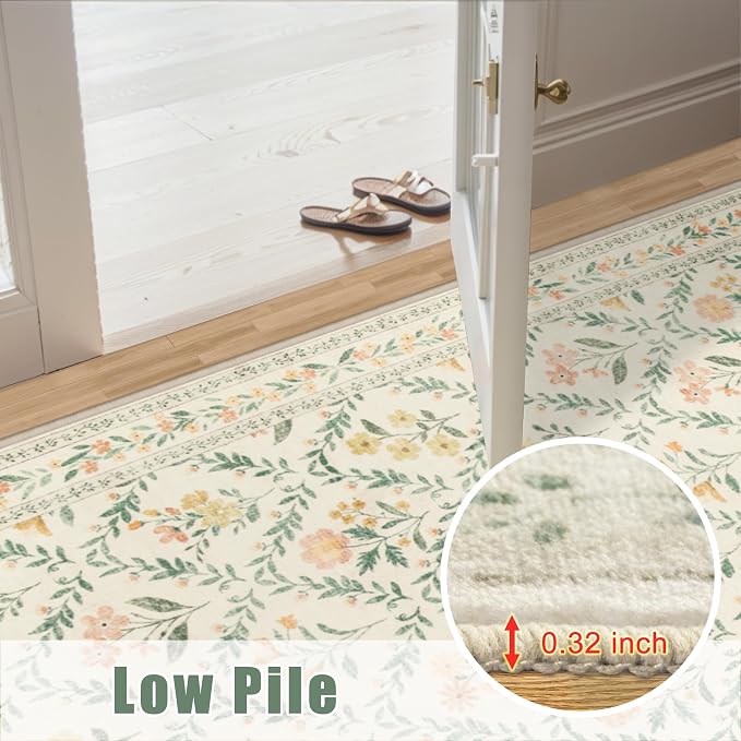 10x14 Area Rugs for Living Room: Floral Washable Rug Vintage Large Soft Boho - Image 8