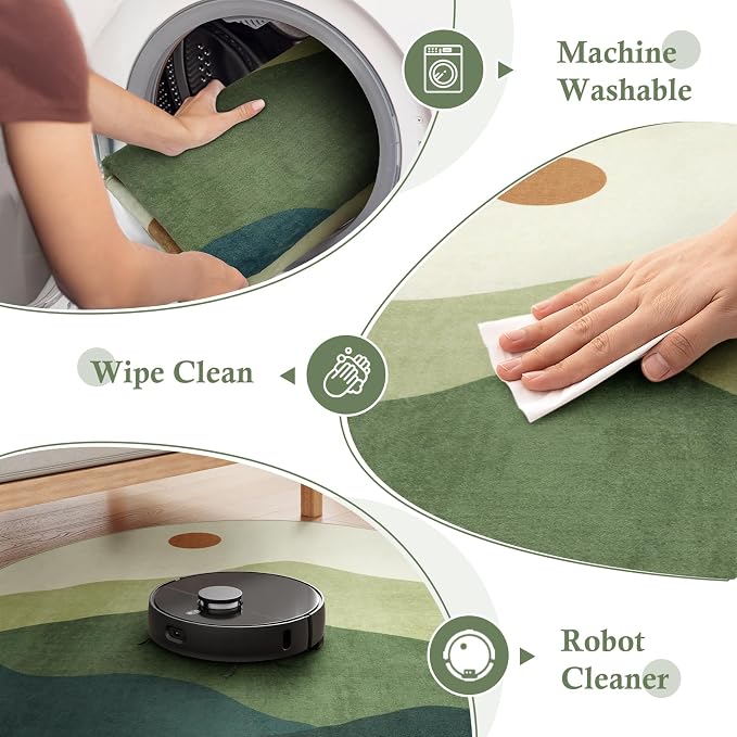 6ft Round Rugs for Living Room, Soft Washable Non-Slip Large Circle Rug - Image 4