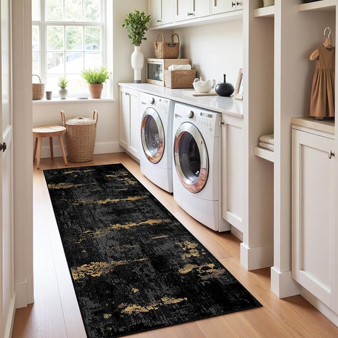 RELEANY Washable Area Rugs 2'x8' Non-Slip Modern Abstract Soft - Image 4