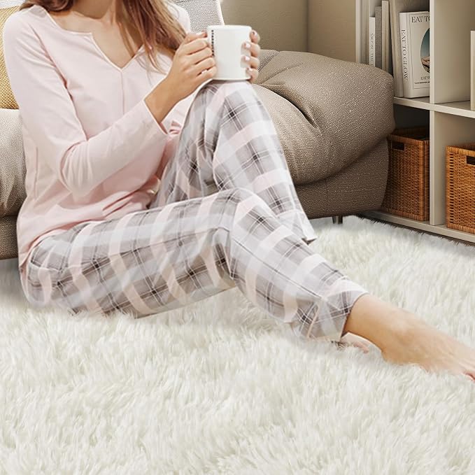 Mugorn Cream White Rugs for Bedroom, 2x3 Feet Fluffy Area Rugs for Living Room - Image 7