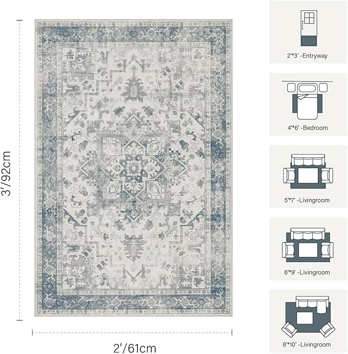 Rugxara 2x3 Entryway Rug, Door Mat Indoor Entrance, Washable Non Slip Kitchen - Image 2