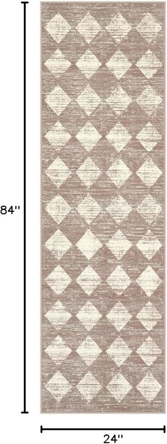 Lahome Zelie Trellis 2x7 Washable Kitchen Bathroom Runner Rug, Non Skid Runners - Image 2