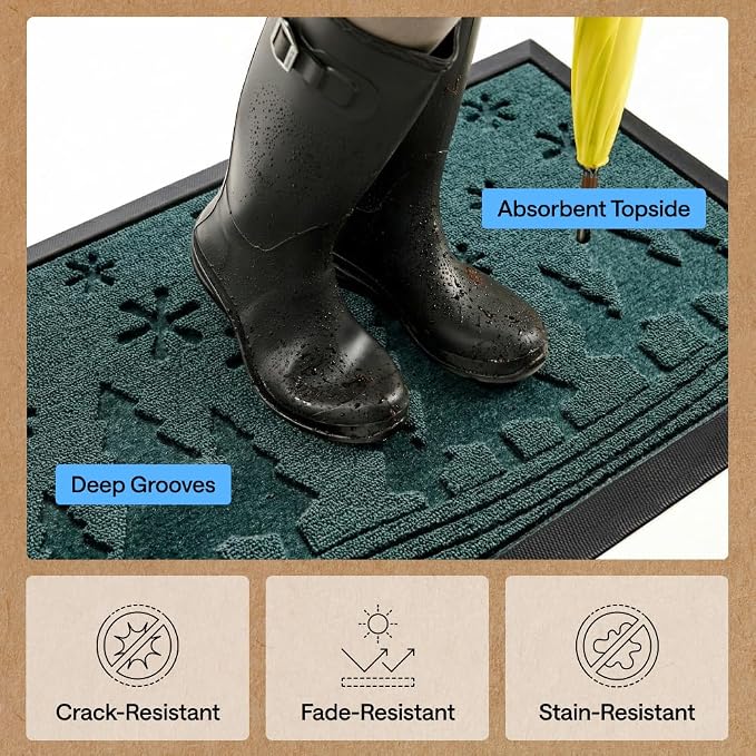 GORILLA GRIP 100% Waterproof All-Season WeatherMAX Doormat, US Designed Natural - Image 5