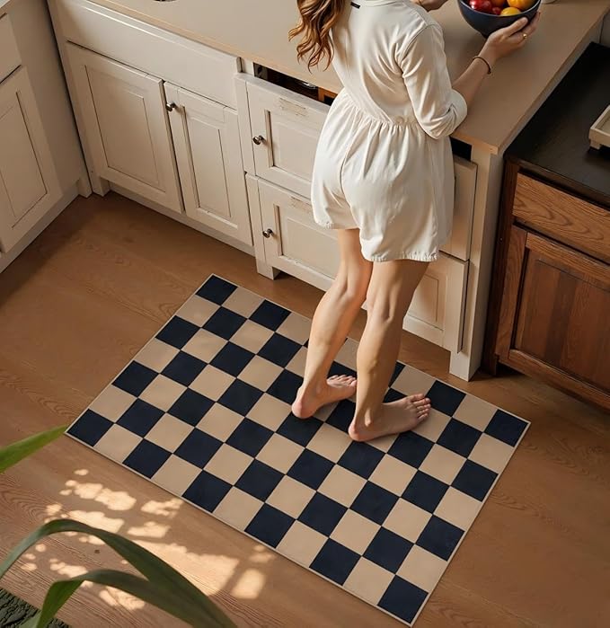 Lahome Colette Checkered Easy Jute 2x3 Rug, Small Entryway Rug Non Slip Kitchen by Lahome