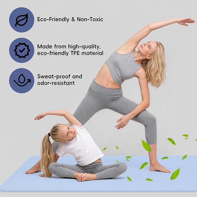 Extra Wide Yoga Mat 72" x 32", 6mm Non Slip TPE Exercise Mat - Image 5
