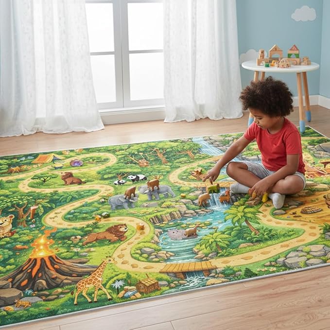 3x5ft Kids Animal Adventure Play Rug - Image 2