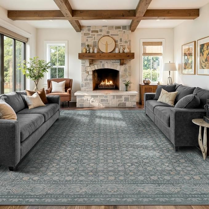 9x12 Washable Area Rug for Living Room, Extra Large Vintage Boho Rugs for by Rugxara