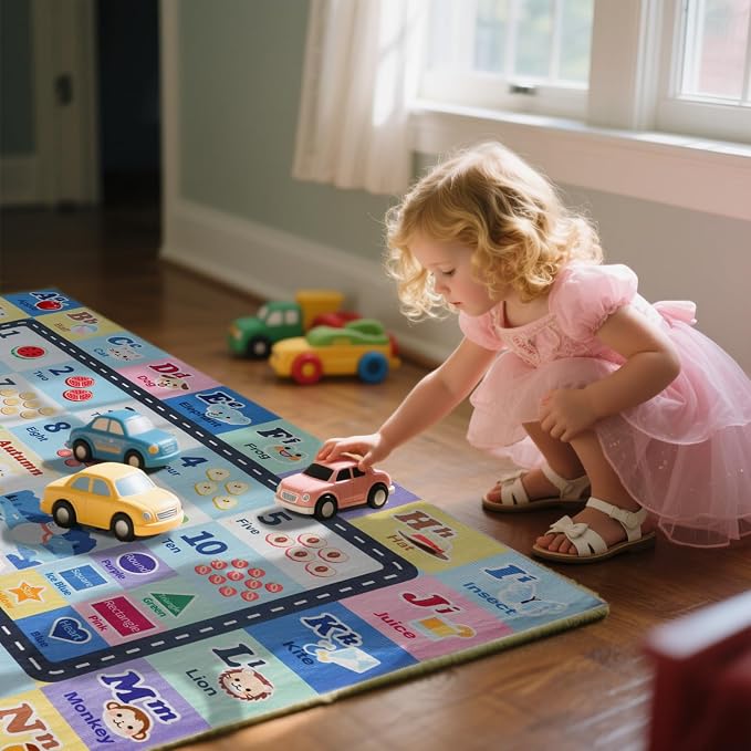 Kids ABC Rug for Playroom, Classroom Alphabet Area Carpet Playmat, Washable - Image 3