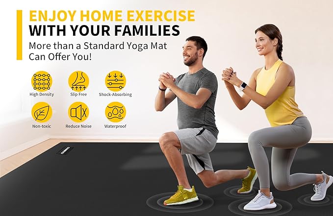 CAMBIVO Large Exercise Mat for Home Workout, Shoe-Friendly, Non-Slip Gym Mat - Image 4