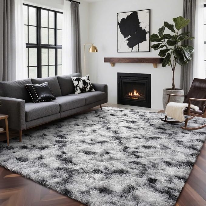 7x10 Ft Extra Large Shag Rugs for Living Room, Tie Dyed Ultra Soft Fluffy Furry by Cuzwlovita