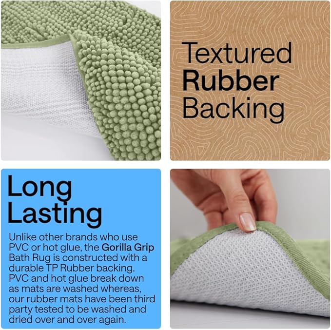 GORILLA GRIP Bath Rug Mat 30x20, Thick Soft Absorbent Chenille, Quick Dry - Image 3