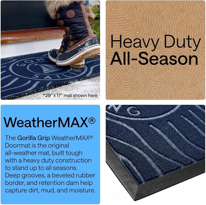 GORILLA GRIP 100% Waterproof All-Season WeatherMAX Doormat 35x23, US Designed - Image 3