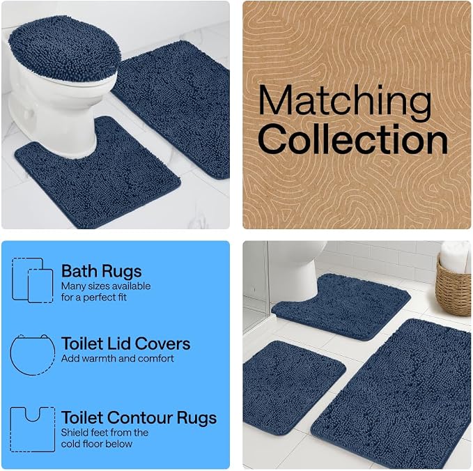 GORILLA GRIP Bath Rug Mat 42x24, Soft Absorbent Chenille, Quick Dry Microfiber - Image 8