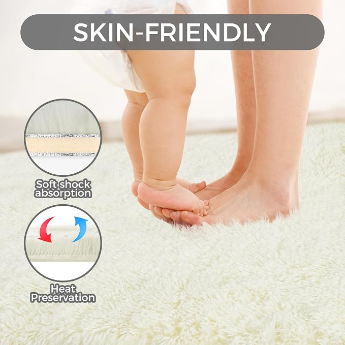 Ultra Soft Rug for Living Room, 8X10 Fluffy Shag Area Rug for Bedroom, Modern - Image 4