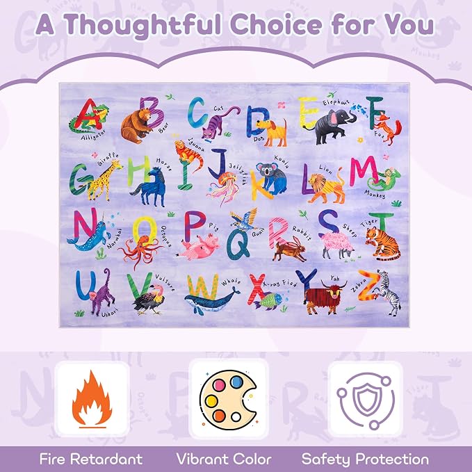 4x6 ABC Classroom Rug for Kids Playroom, Alphabet Rug - Image 5