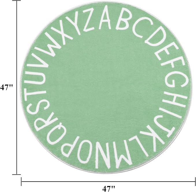 Topotdor Round Kids Play Rug Alphabet Nursery Area Rug Extra Large Soft - Image 3