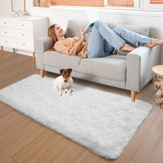YJ.GWL Soft Runner Rug for Bedroom Living Room Plush Fluffy Rugs 2x6 Feet - Image 2