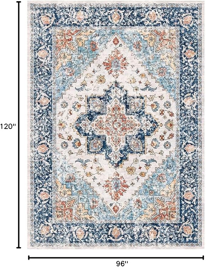 SERISSA Boho 8x10 Area Rugs, Washable Vintage Large Living Room Rug Non-Slip - Image 2