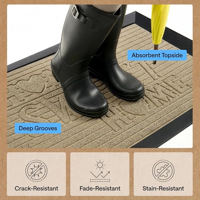 GORILLA GRIP 100% Waterproof All-Season WeatherMAX Doormat 35x23, US Designed - Image 5