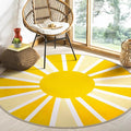 Lahome Yellow Rainbow Sun Round Rug: 4ft Washable & Non-Slip Low Pile by Lahome