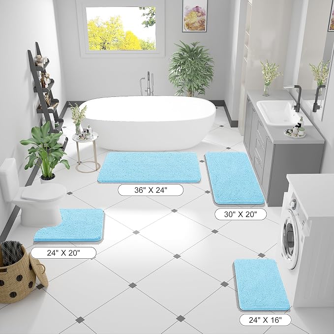 OLANLY Bathroom Runner Rugs 70x24, Soft Absorbent Chenille Bath Rugs, Rubber - Image 2