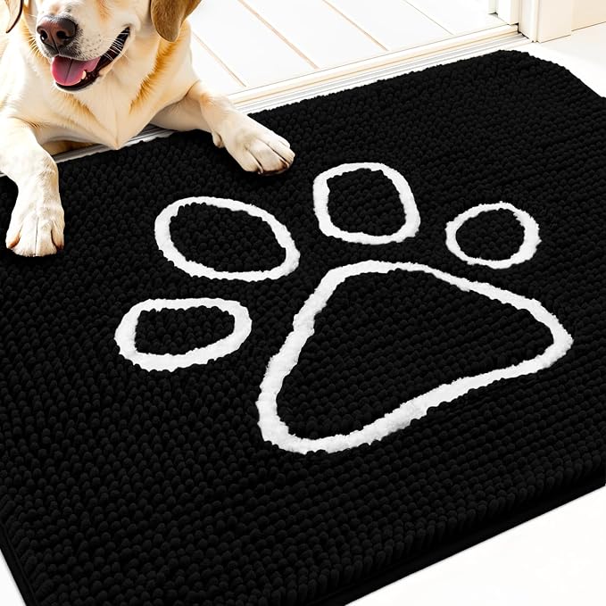 OLANLY Dog Door Mat for Muddy Paws 34x21, Paw Print Design, Absorbs Moisture by OLANLY