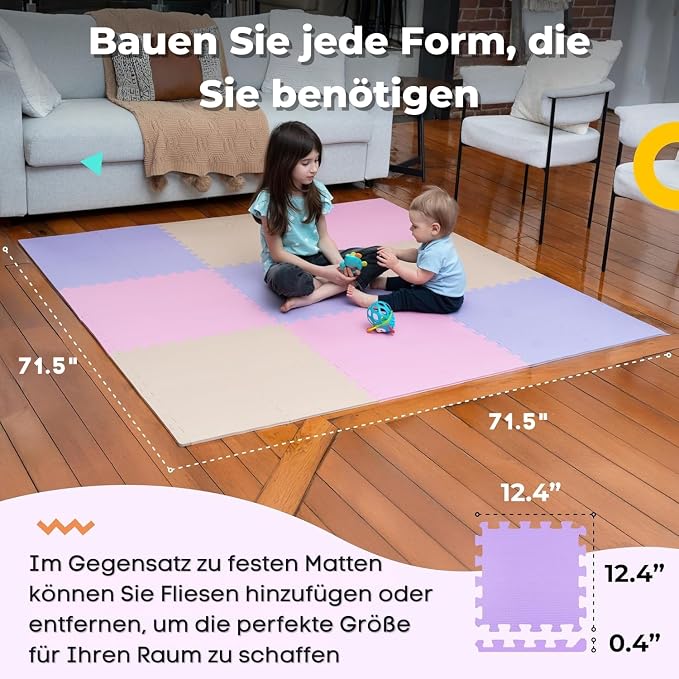 MioTetto Baby Play Mat, Soft Foam Floor Tiles - Image 2