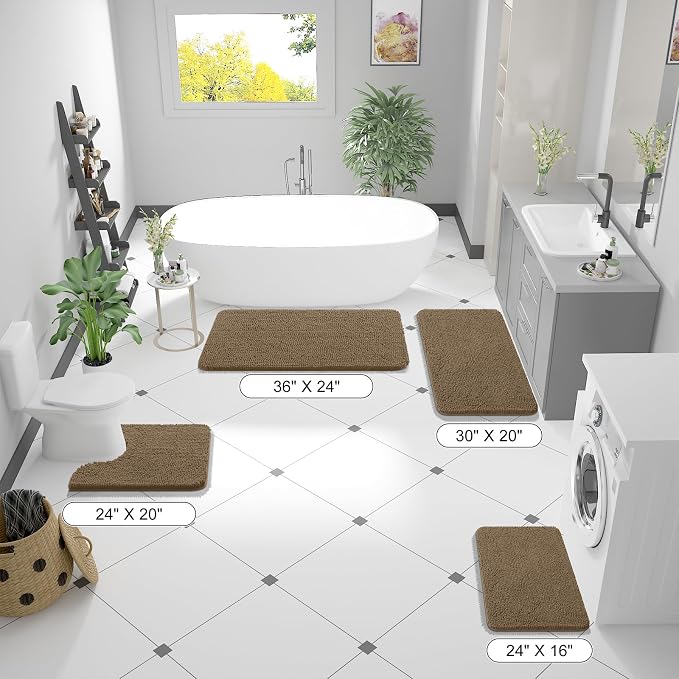 OLANLY Bathroom Runner Rugs 44x24, Extra Soft Absorbent Chenille Bath Rugs - Image 2