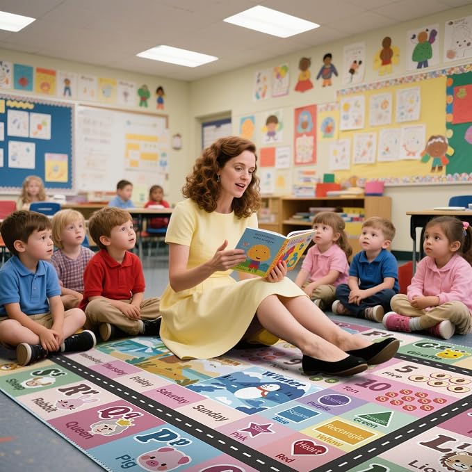 Kids ABC Rug for Playroom, Classroom Alphabet Area Carpet Playmat, Washable - Image 3
